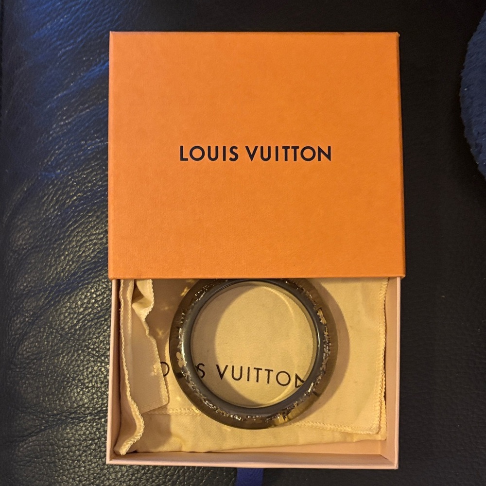 Louis Vuitton Black and Gold Bangle Bracelet